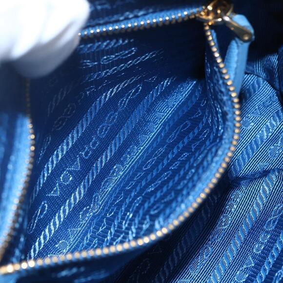 PRADA Pouch Canvas Light Blue Gold Auth 154909 - Picture 11 of 16
